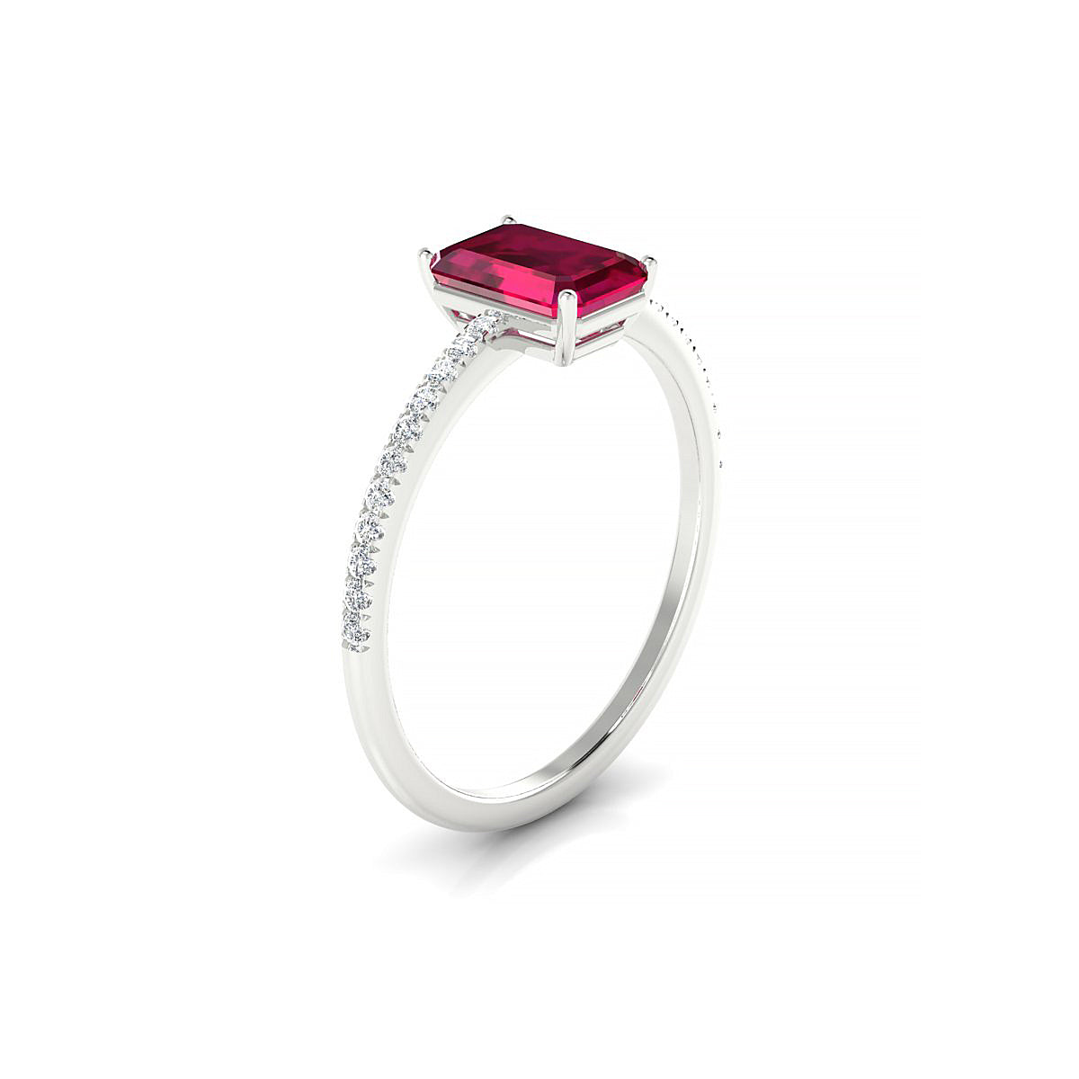 Timeless | 18k White Gold 7 x 5 mm Emerald Ruby Ring
