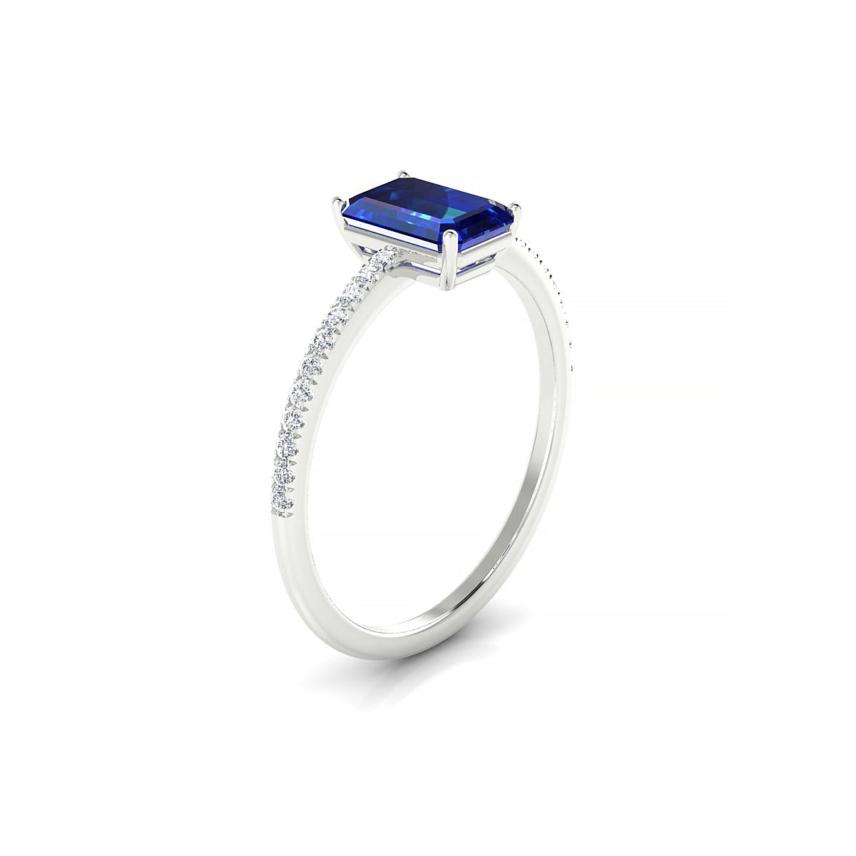Timeless | 18k White Gold 7 x 5 mm Emerald Sapphire Ring
