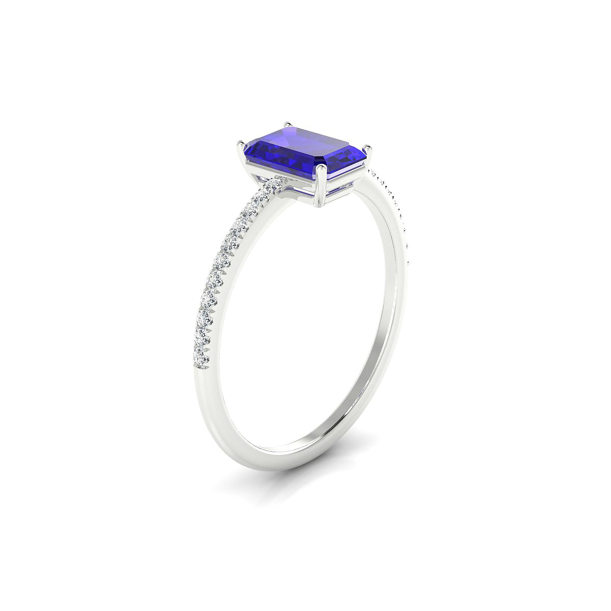 Timeless | 18k White Gold 7 x 5 mm Emerald Tanzanite Ring