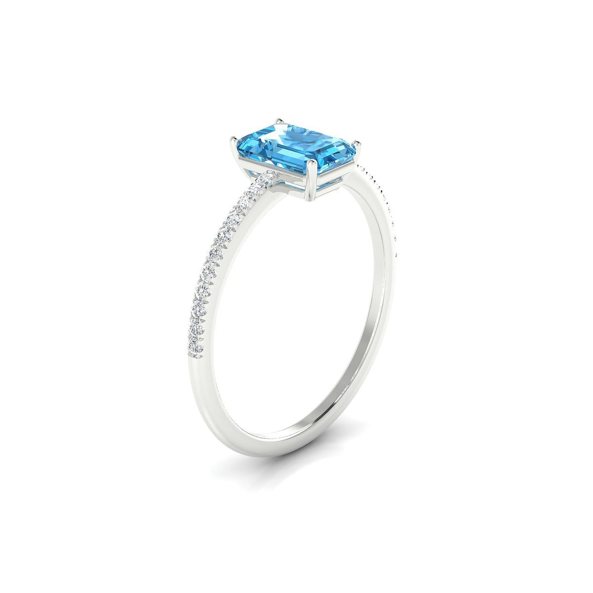 Timeless | 18k White Gold 7 x 5 mm Emerald Topaz Ring