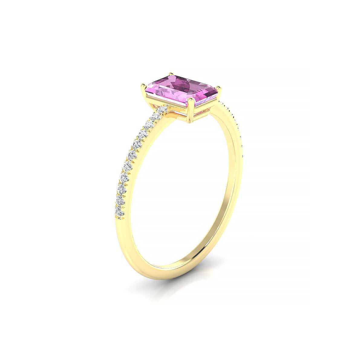 Timeless | 18k Yellow Gold 7 x 5 mm Emerald Pink Sapphire Ring