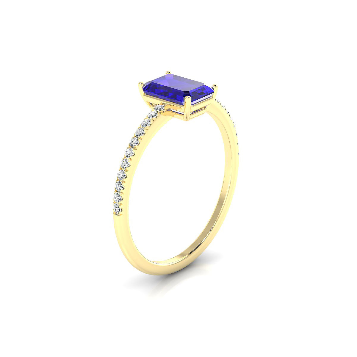 Timeless | 18k Yellow Gold 7 x 5 mm Emerald Tanzanite Ring