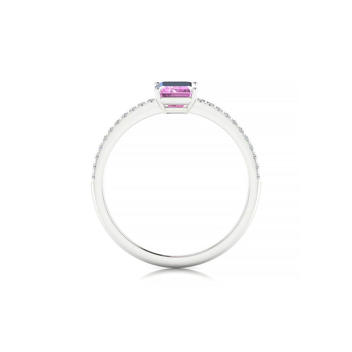 Timeless | 18k White Gold 7 x 5 mm Emerald Pink Sapphire Ring
