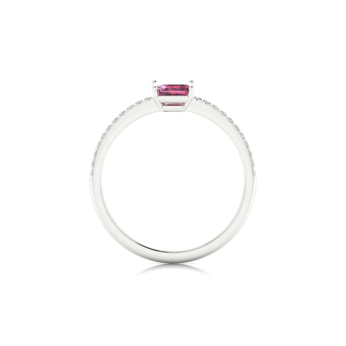 Timeless | 18k White Gold 7 x 5 mm Emerald Rhodolite Ring