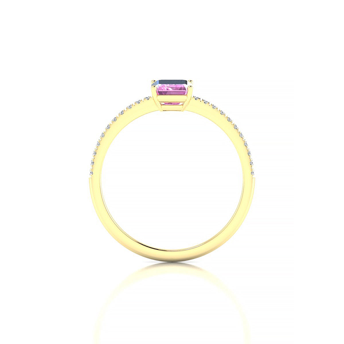 Timeless | 18k Yellow Gold 7 x 5 mm Emerald Pink Sapphire Ring