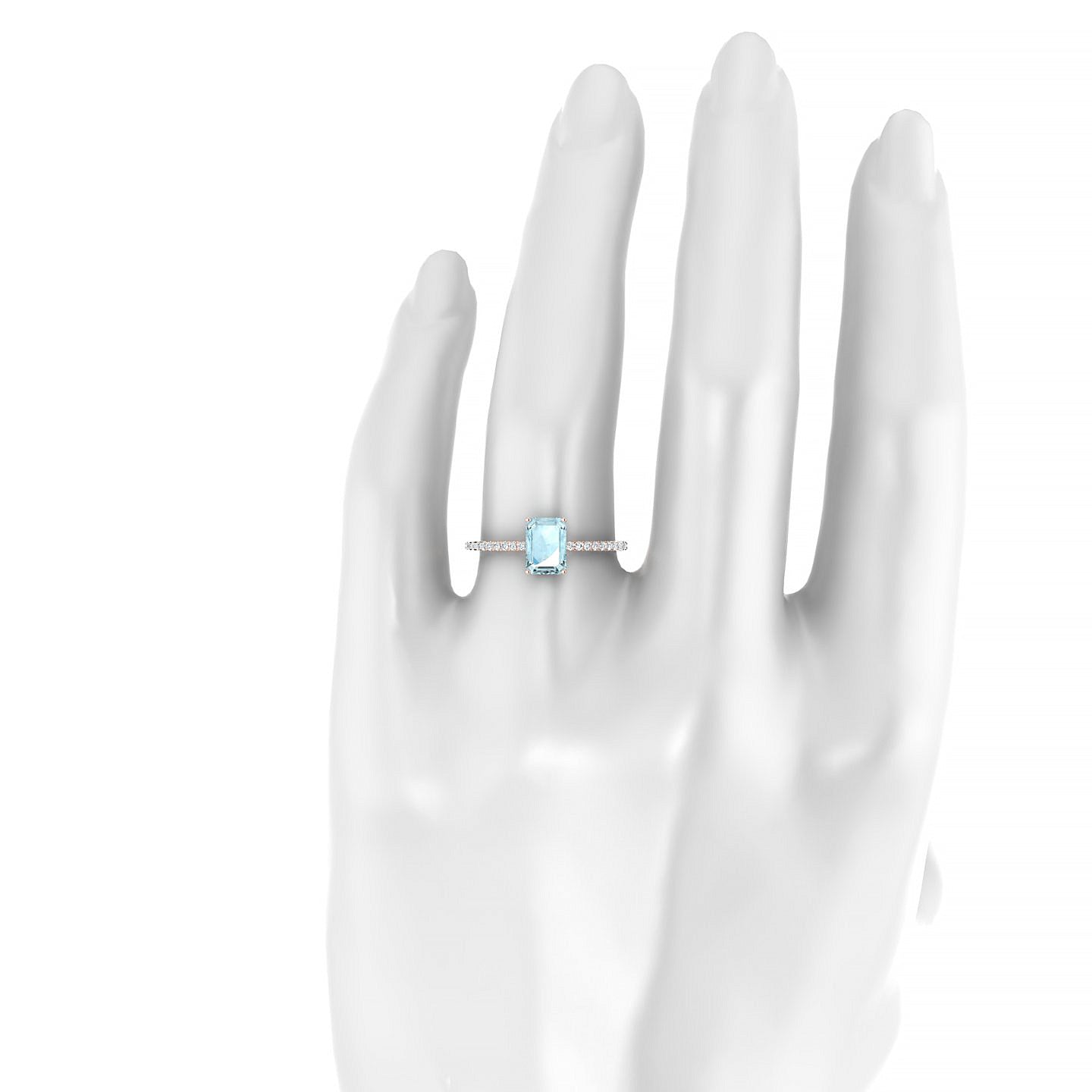 Timeless | 18k Rose Gold 7 x 5 mm Emerald Aquamarine Ring