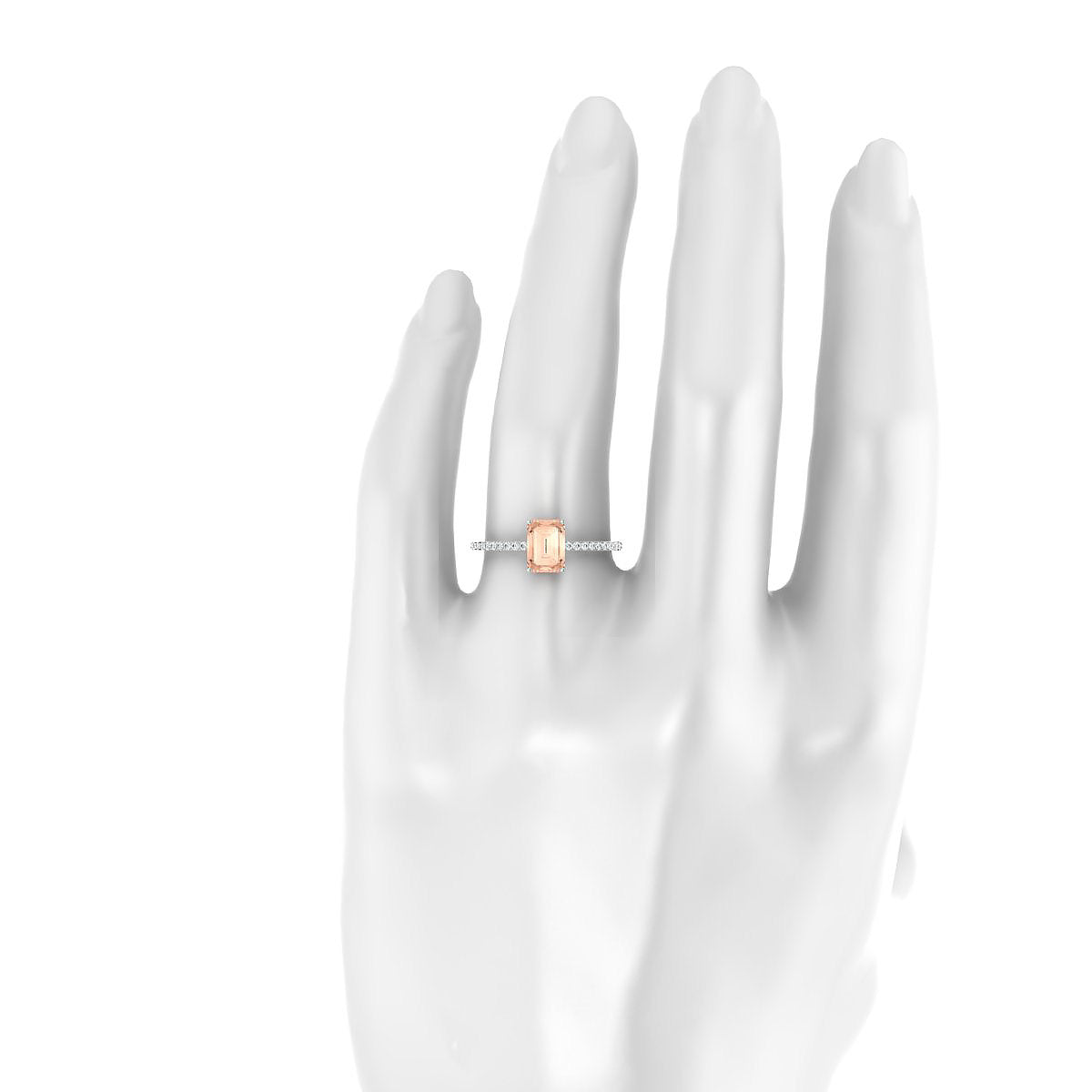 Timeless | 18k White Gold 7 x 5 mm Emerald Morganite Ring