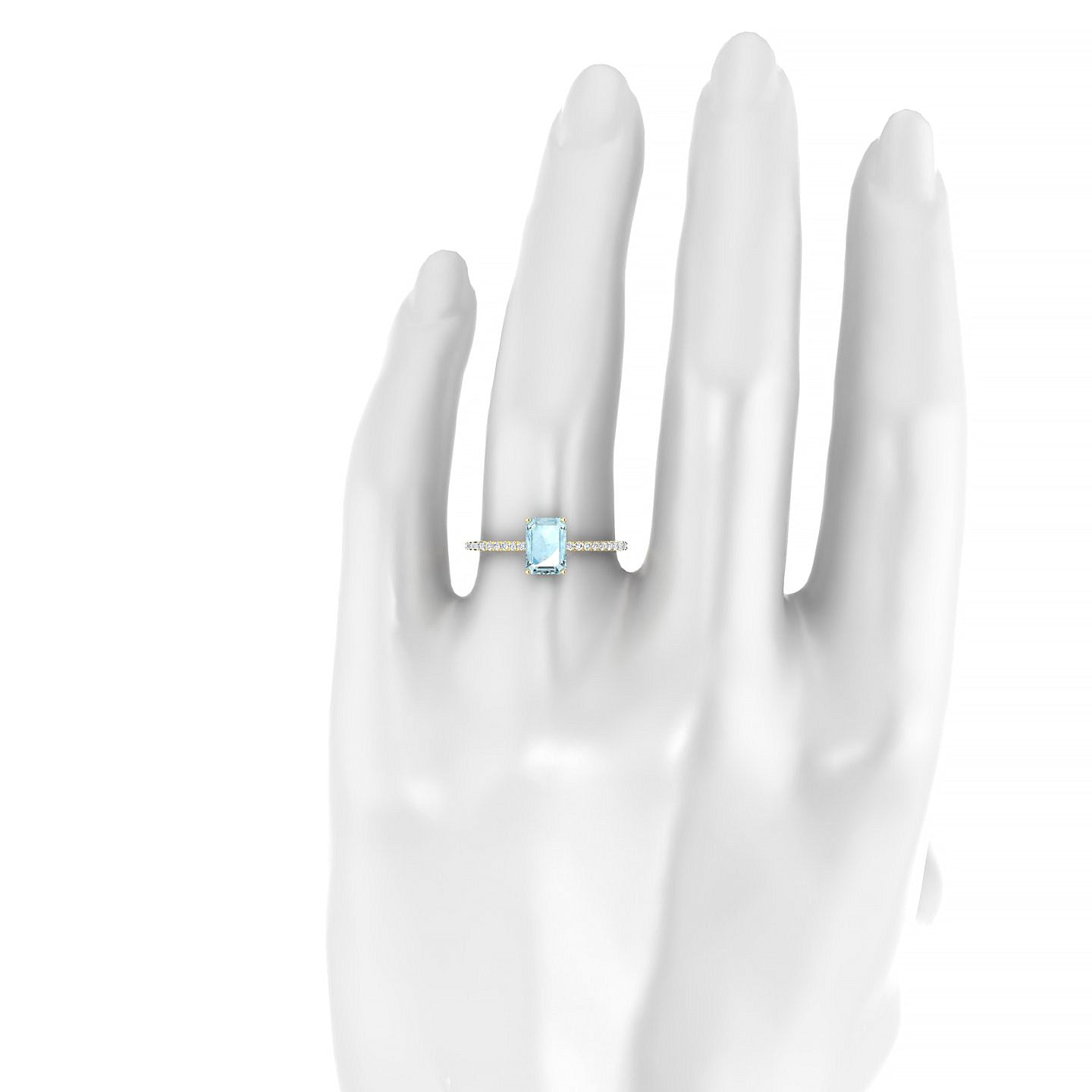 Timeless | 18k Yellow Gold 7 x 5 mm Emerald Aquamarine Ring