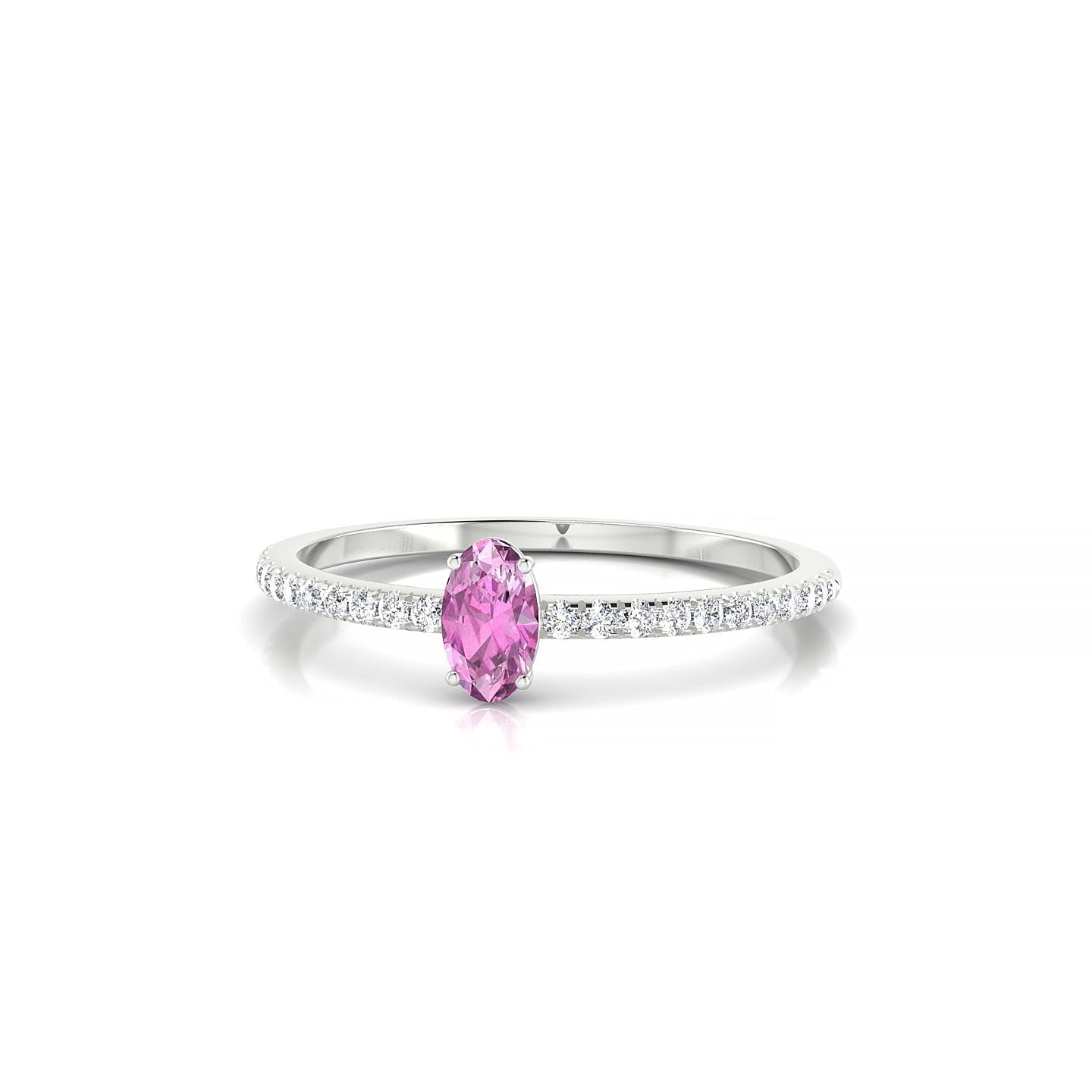 Timeless | 18k White Gold 5 x 3 mm Oval Pink Sapphire Ring