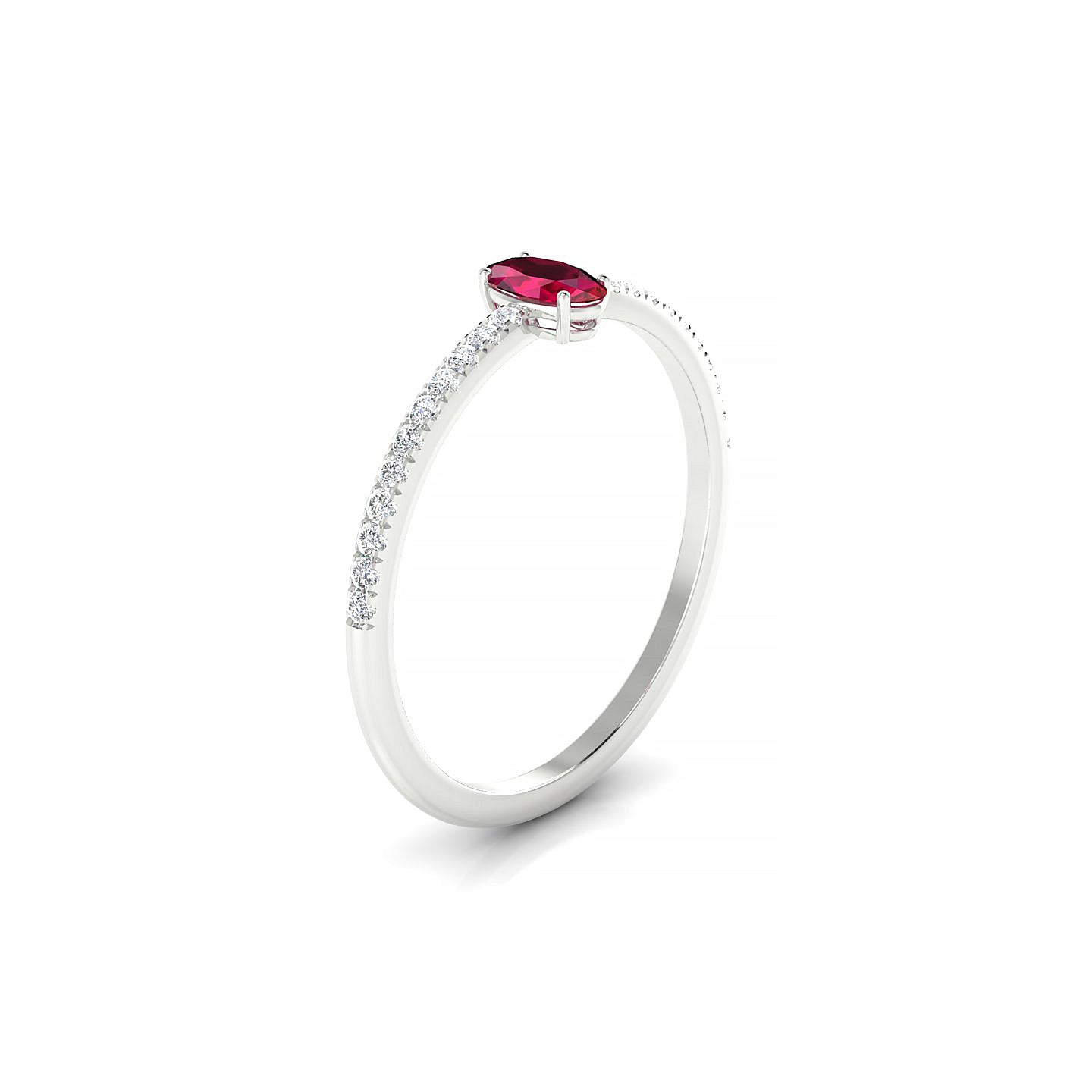 Timeless | 18k White Gold 5 x 3 mm Oval Ruby Ring