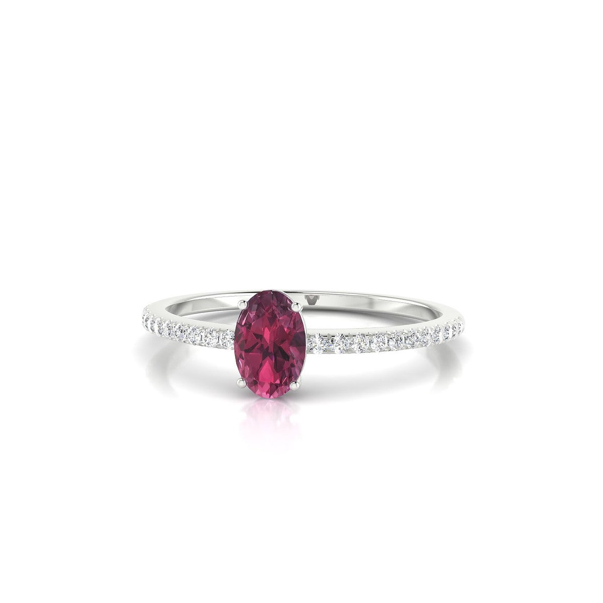 Timeless | 18k White Gold 6 x 4 mm Oval Rhodolite Ring