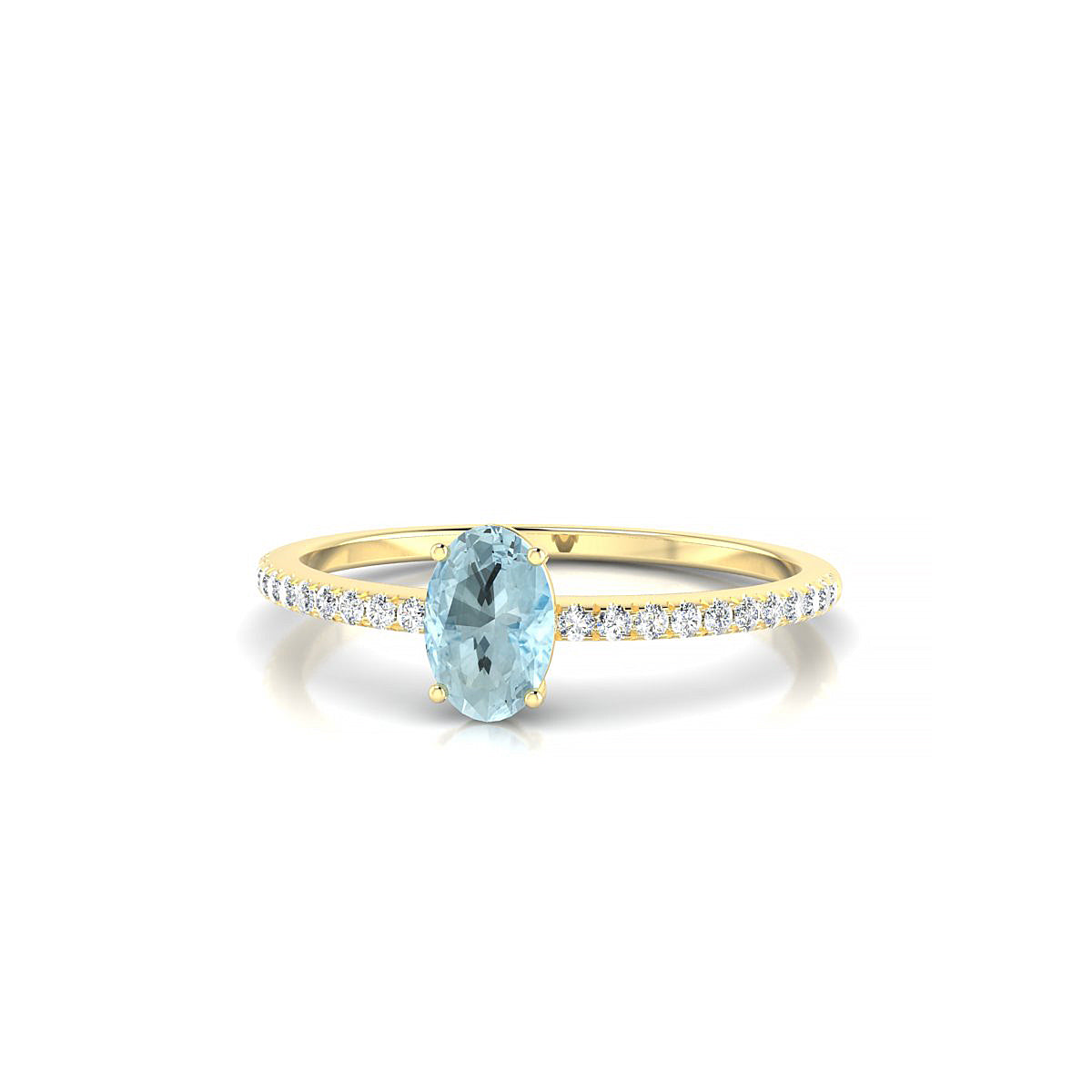 Timeless | 18k Yellow Gold 6 x 4 mm Oval Aquamarine Ring