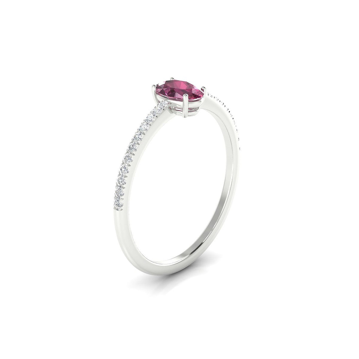 Timeless | 18k White Gold 6 x 4 mm Oval Rhodolite Ring