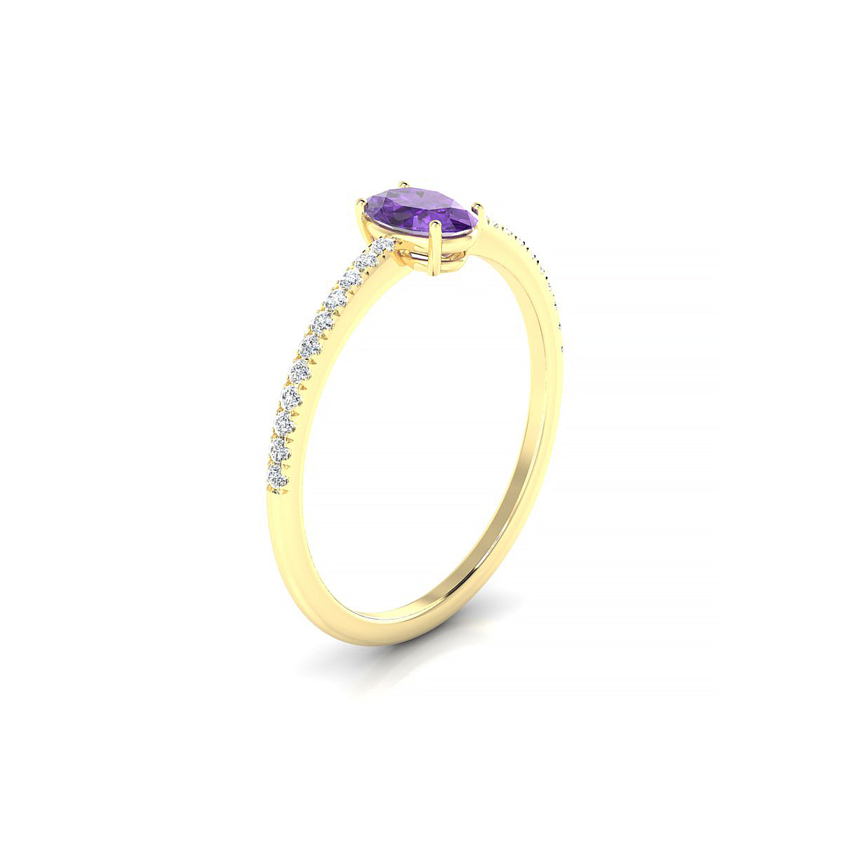 Timeless | 18k Yellow Gold 6 x 4 mm Oval Amethyst Ring