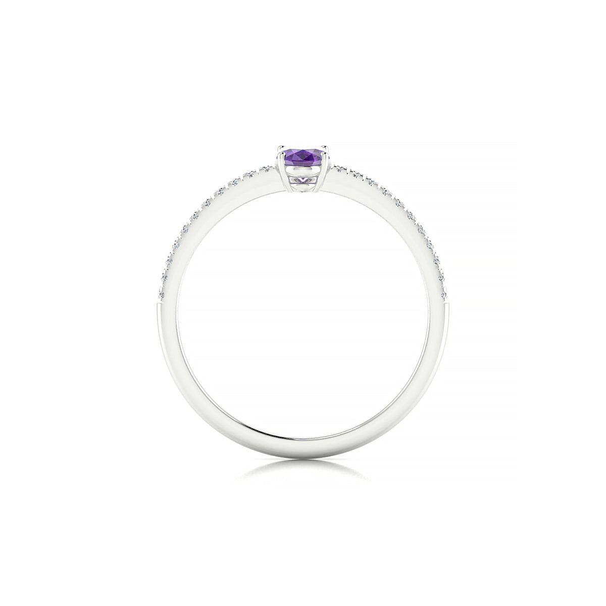 Timeless | 18k White Gold 6 x 4 mm Oval Amethyst Ring