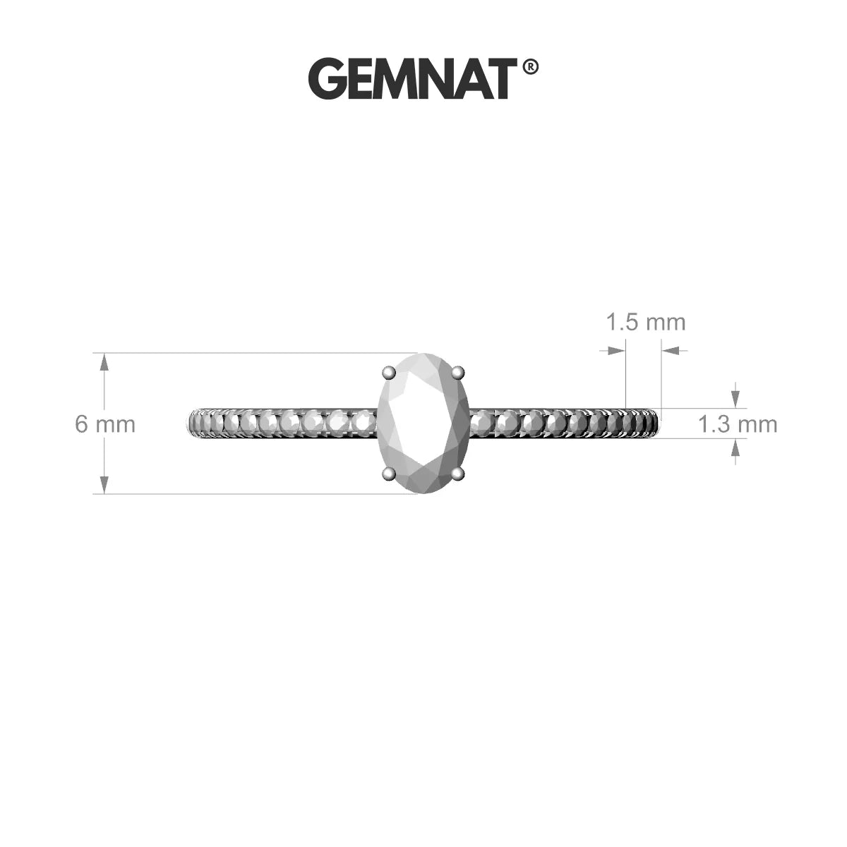 Timeless | 18k White Gold 6 x 4 mm Oval Rhodolite Ring