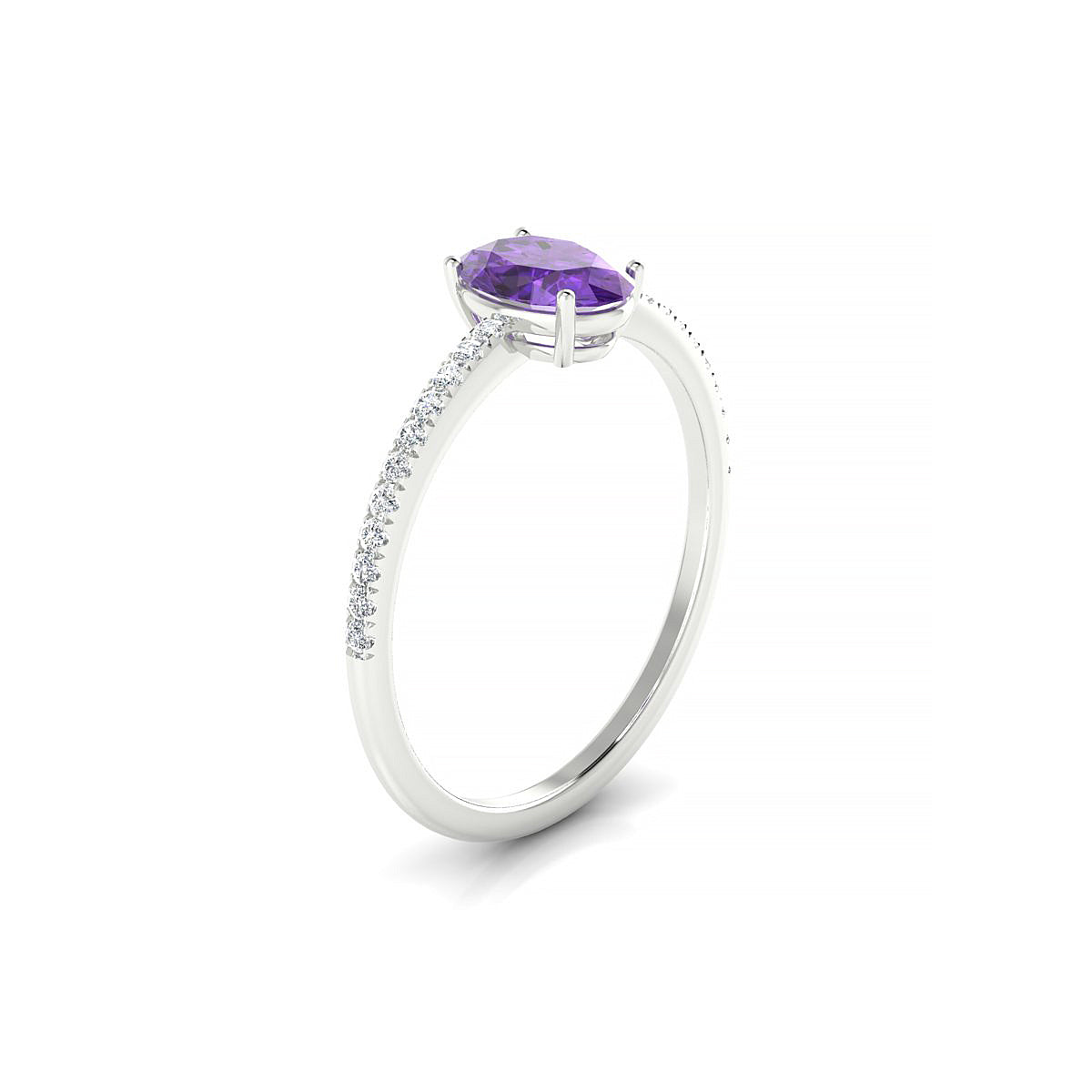 Timeless | 18k White Gold 7 x 5 mm Oval Amethyst Ring