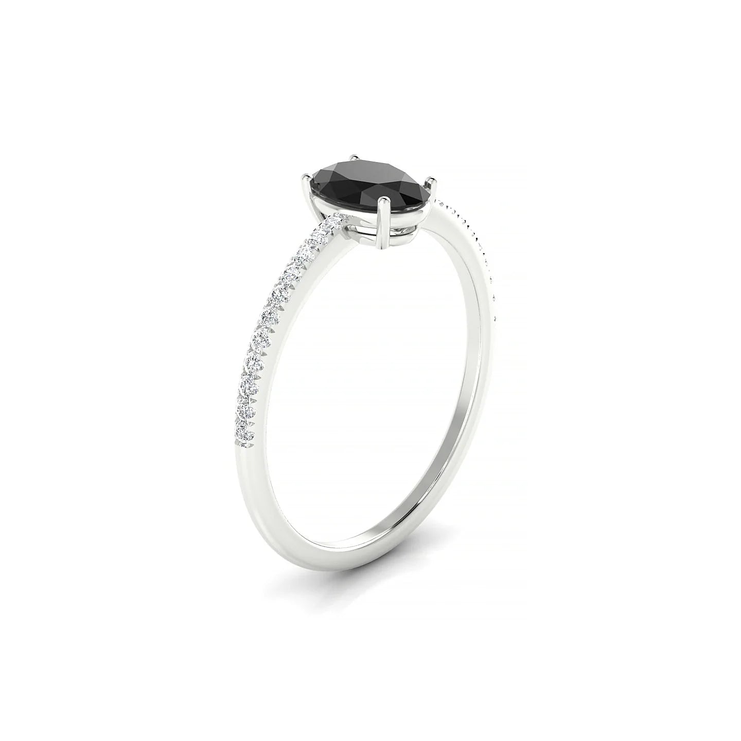 Timeless | 18k White Gold 7 x 5 mm Oval Black Diamond Ring