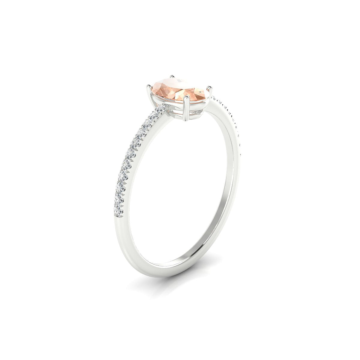 Timeless | 18k White Gold 7 x 5 mm Oval Morganite Ring