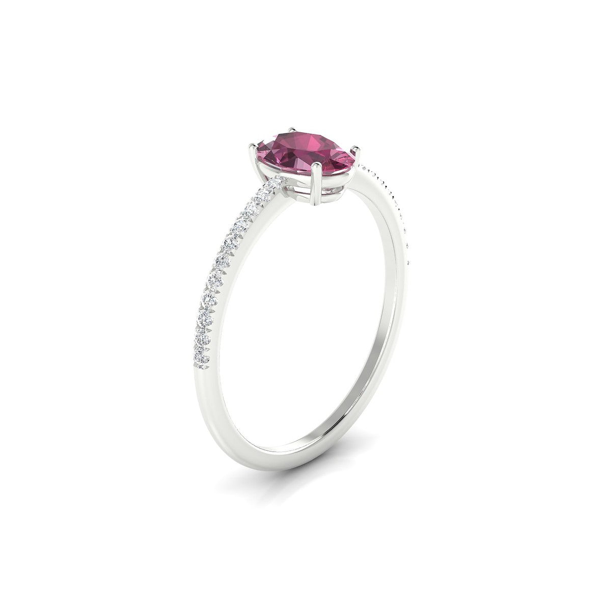 Timeless | 18k White Gold 7 x 5 mm Oval Rhodolite Ring