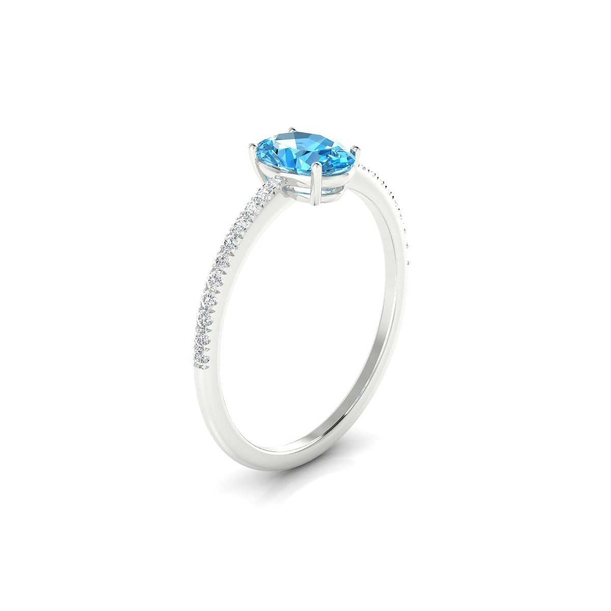 Timeless | 18k White Gold 7 x 5 mm Oval Topaz Ring