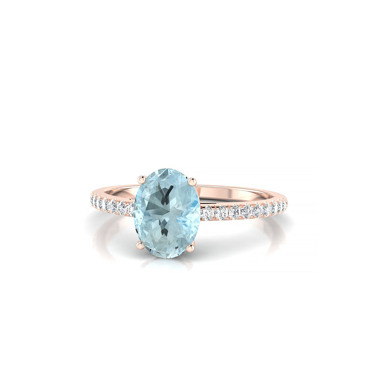 Timeless | 18k Rose Gold 8 x 6 mm Oval Aquamarine Ring