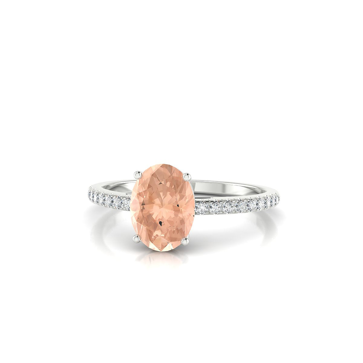 Timeless | 18k White Gold 8 x 6 mm Oval Morganite Ring
