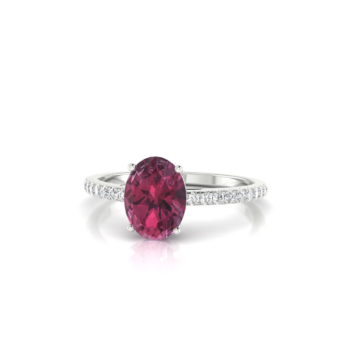 Timeless | 18k White Gold 8 x 6 mm Oval Rhodolite Ring