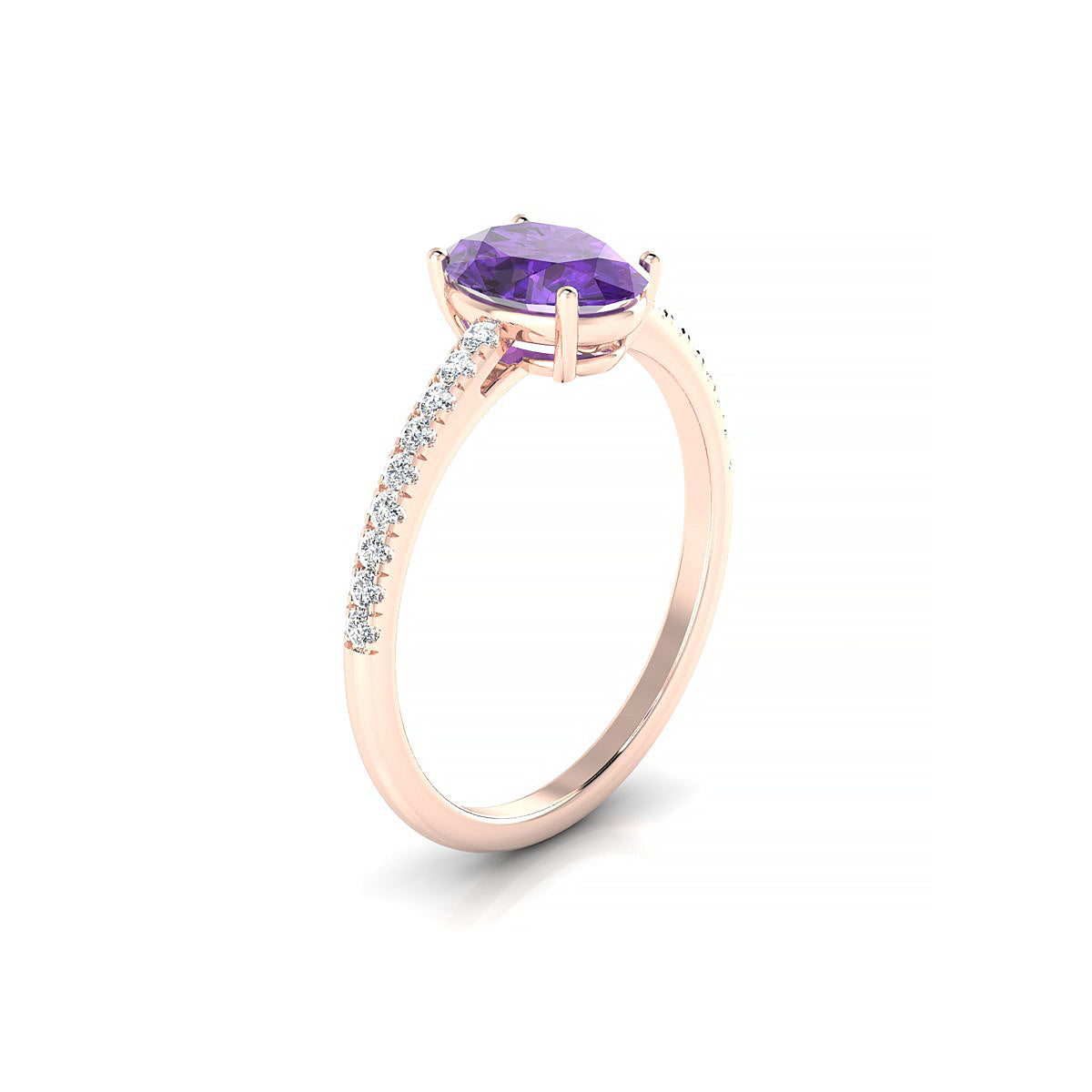 Timeless | 18k Rose Gold 8 x 6 mm Oval Amethyst Ring