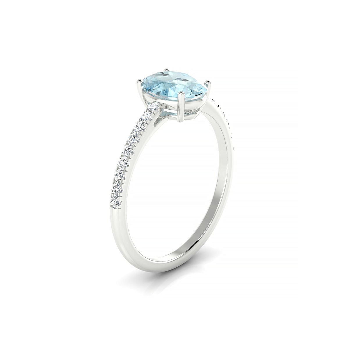 Timeless | 18k White Gold 8 x 6 mm Oval Aquamarine Ring
