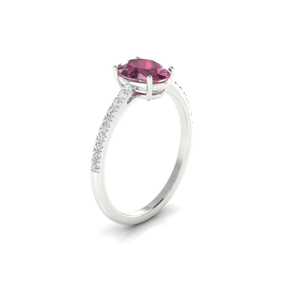 Timeless | 18k White Gold 8 x 6 mm Oval Rhodolite Ring