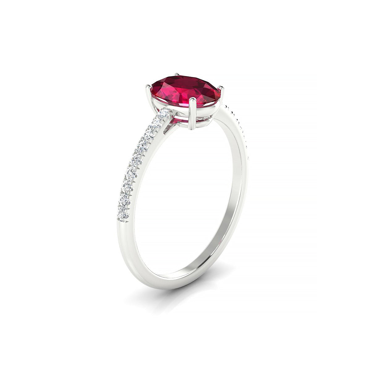 Timeless | 18k White Gold 8 x 6 mm Oval Ruby Ring