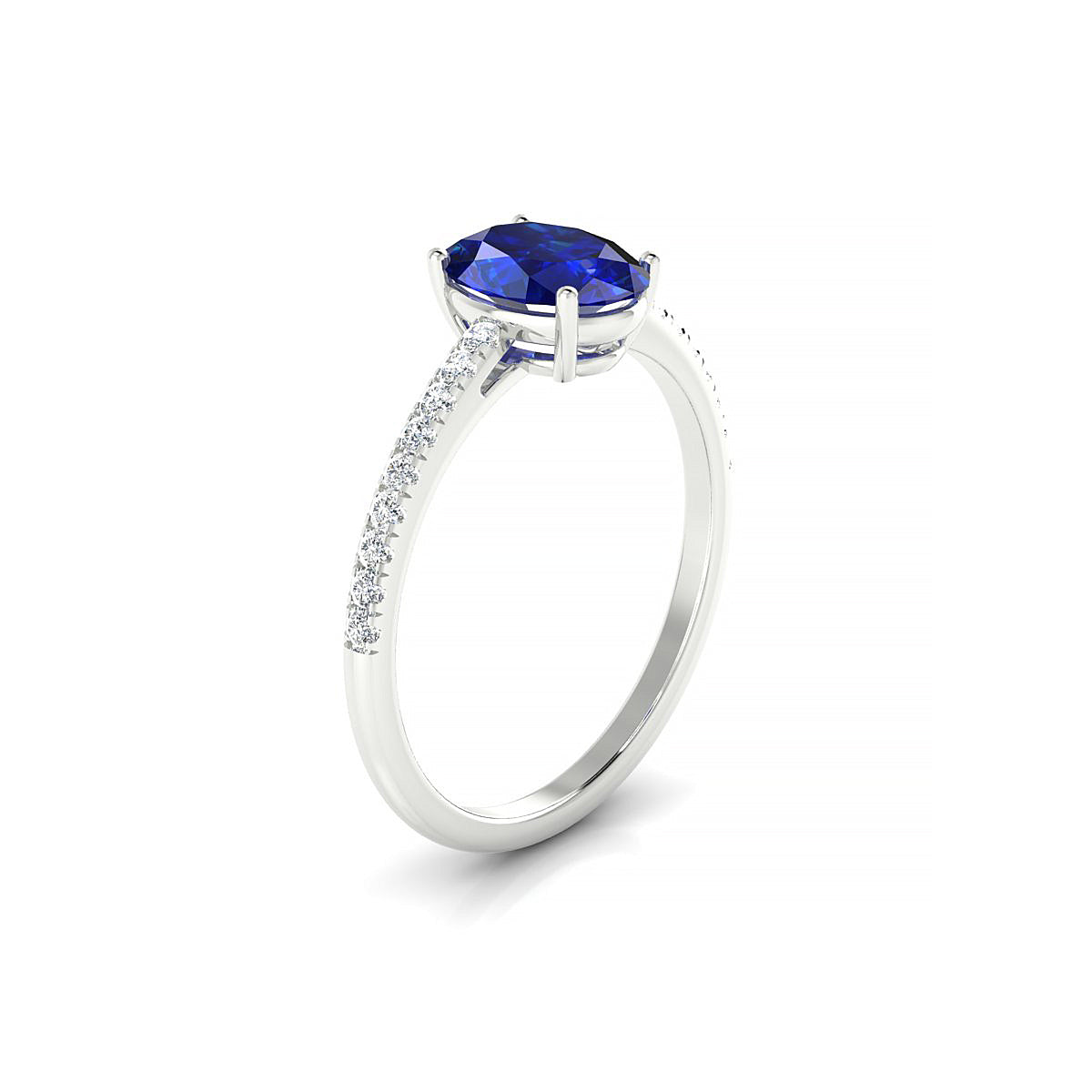 Timeless | 18k White Gold 8 x 6 mm Oval Sapphire Ring