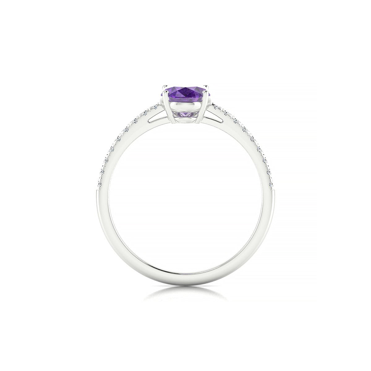 Timeless | 18k White Gold 8 x 6 mm Oval Amethyst Ring