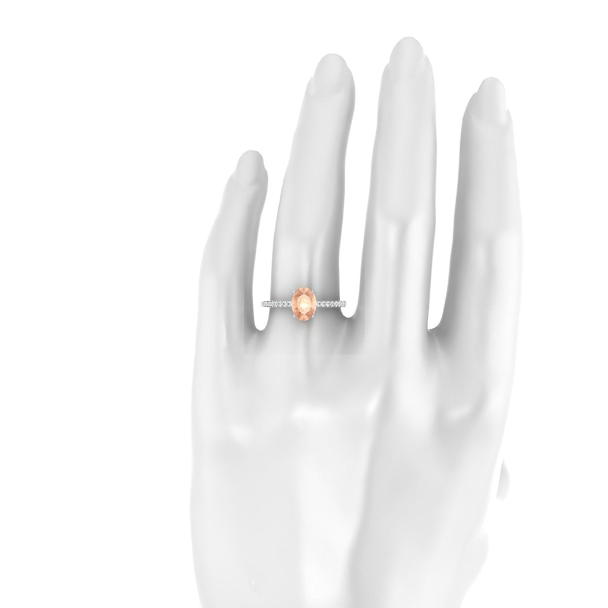 Timeless | 18k White Gold 8 x 6 mm Oval Morganite Ring