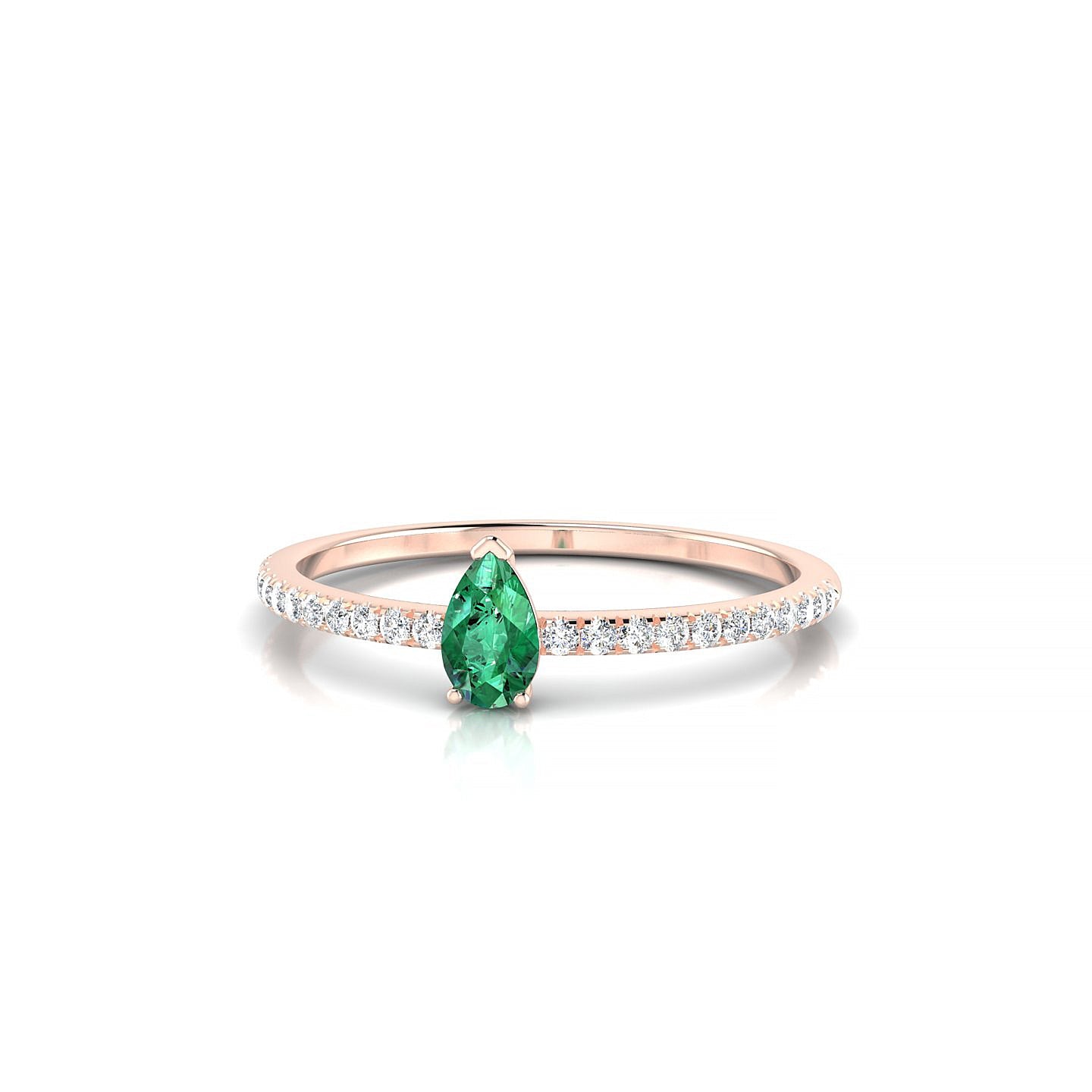 Timeless | 18k Rose Gold 5 x 3 mm Pear Emerald Ring