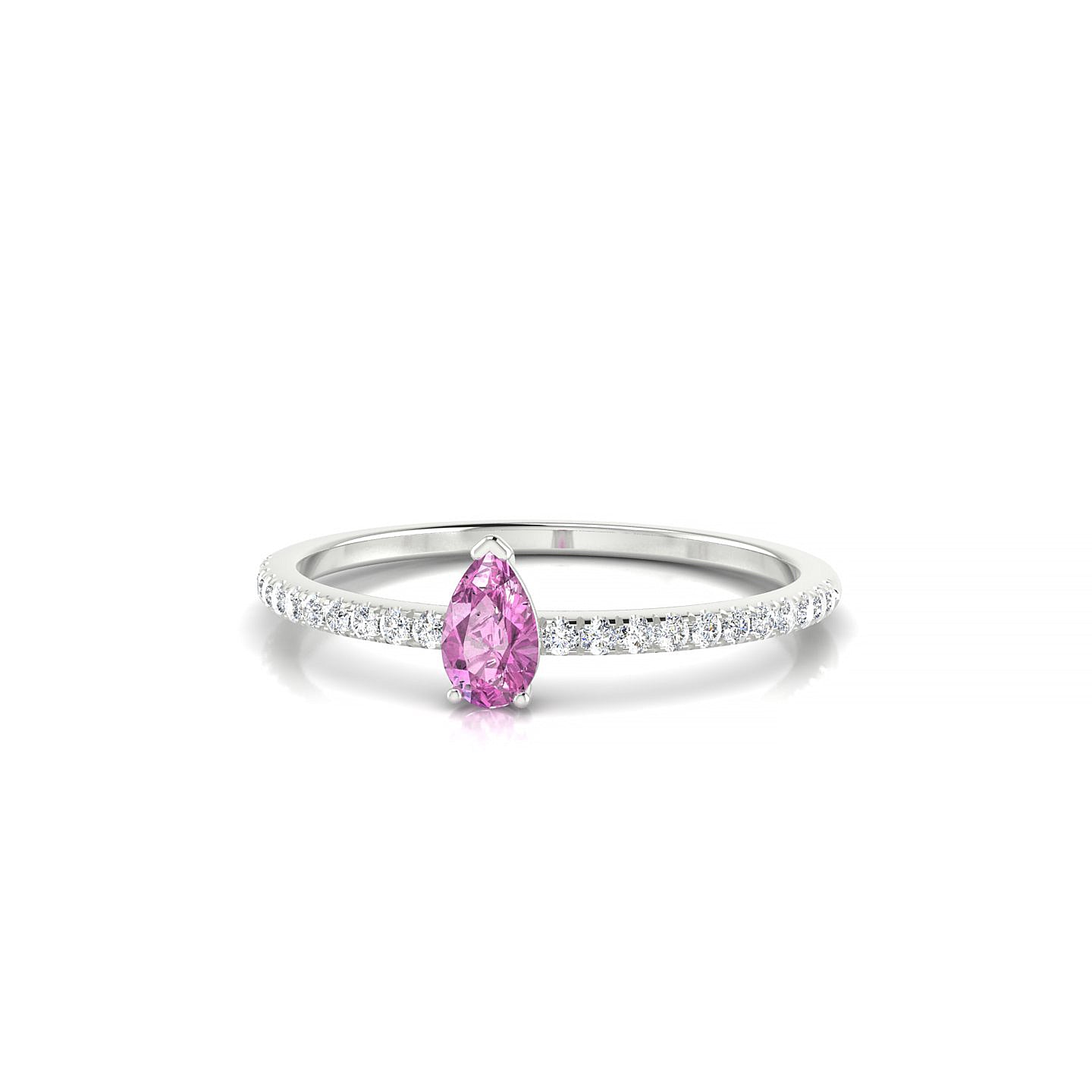Timeless | 18k White Gold 5 x 3 mm Pear Pink Sapphire Ring