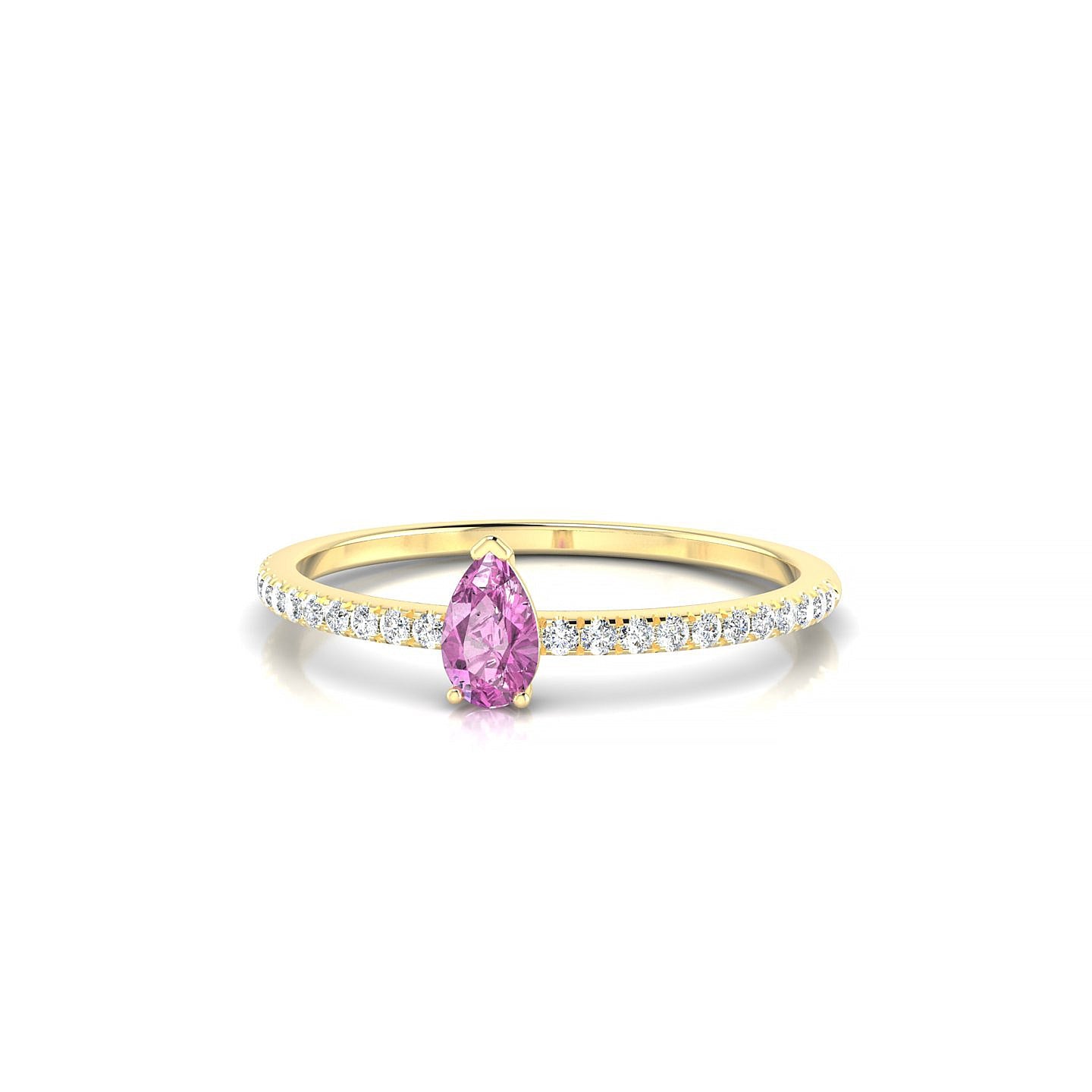 Timeless | 18k Yellow Gold 5 x 3 mm Pear Pink Sapphire Ring