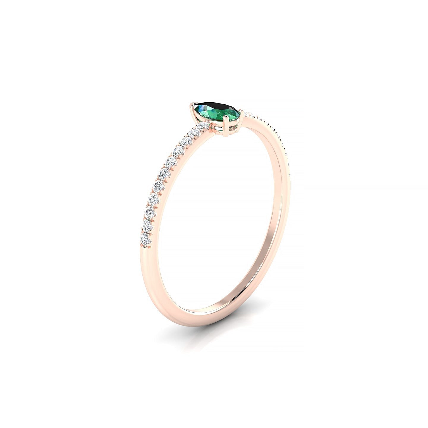 Timeless | 18k Rose Gold 5 x 3 mm Pear Emerald Ring