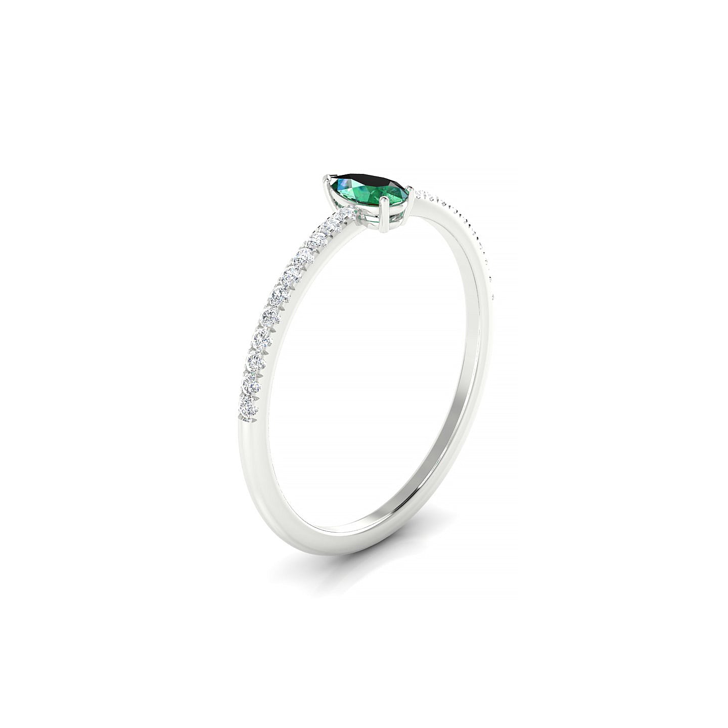 Timeless | 18k White Gold 5 x 3 mm Pear Emerald Ring