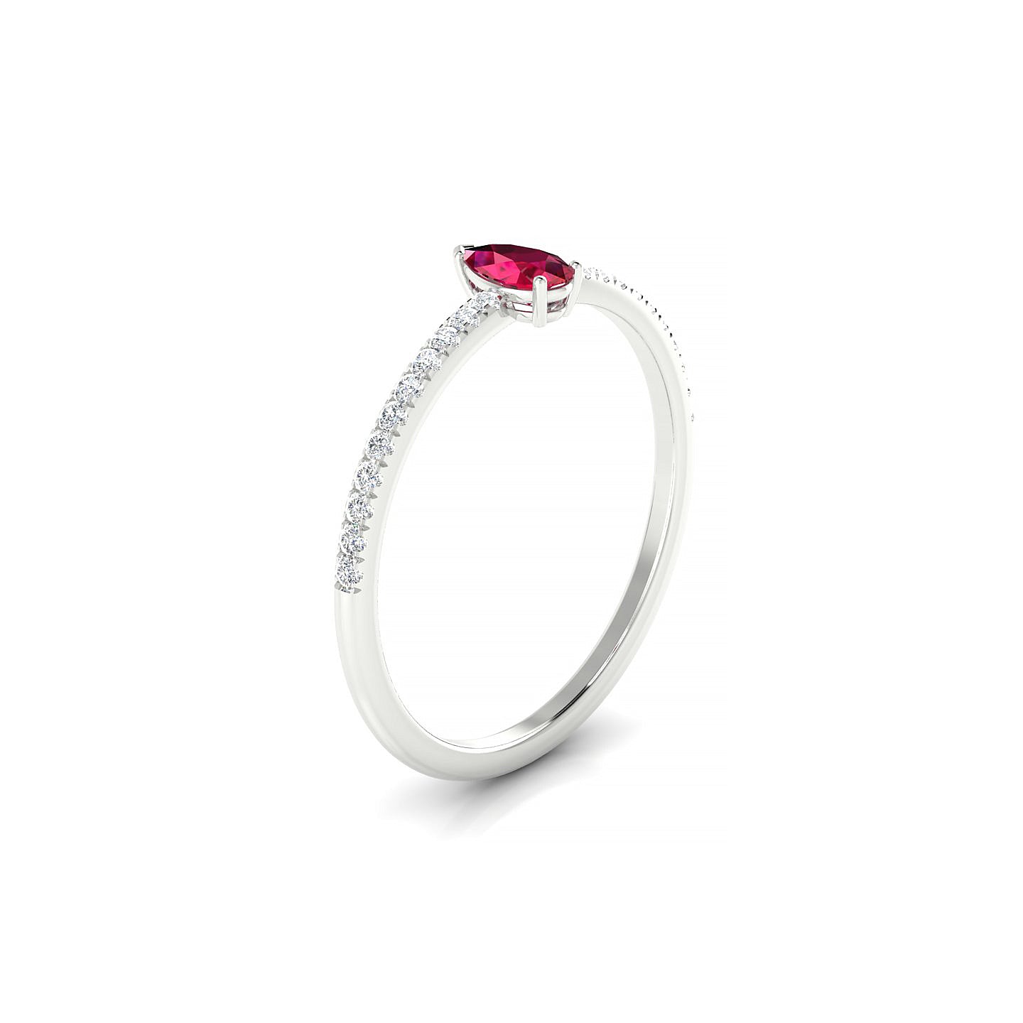 Timeless | 18k White Gold 5 x 3 mm Pear Ruby Ring