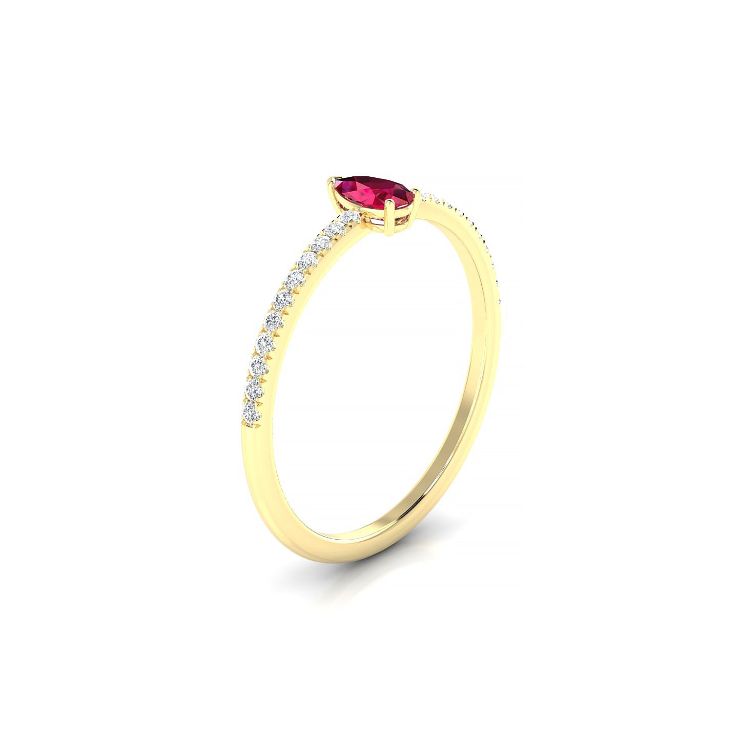 Timeless | 18k Yellow Gold 5 x 3 mm Pear Ruby Ring