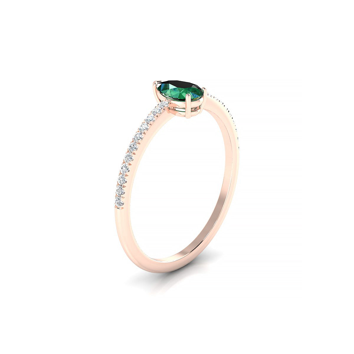 Timeless | 18k Rose Gold 6 x 4 mm Pear Emerald Ring