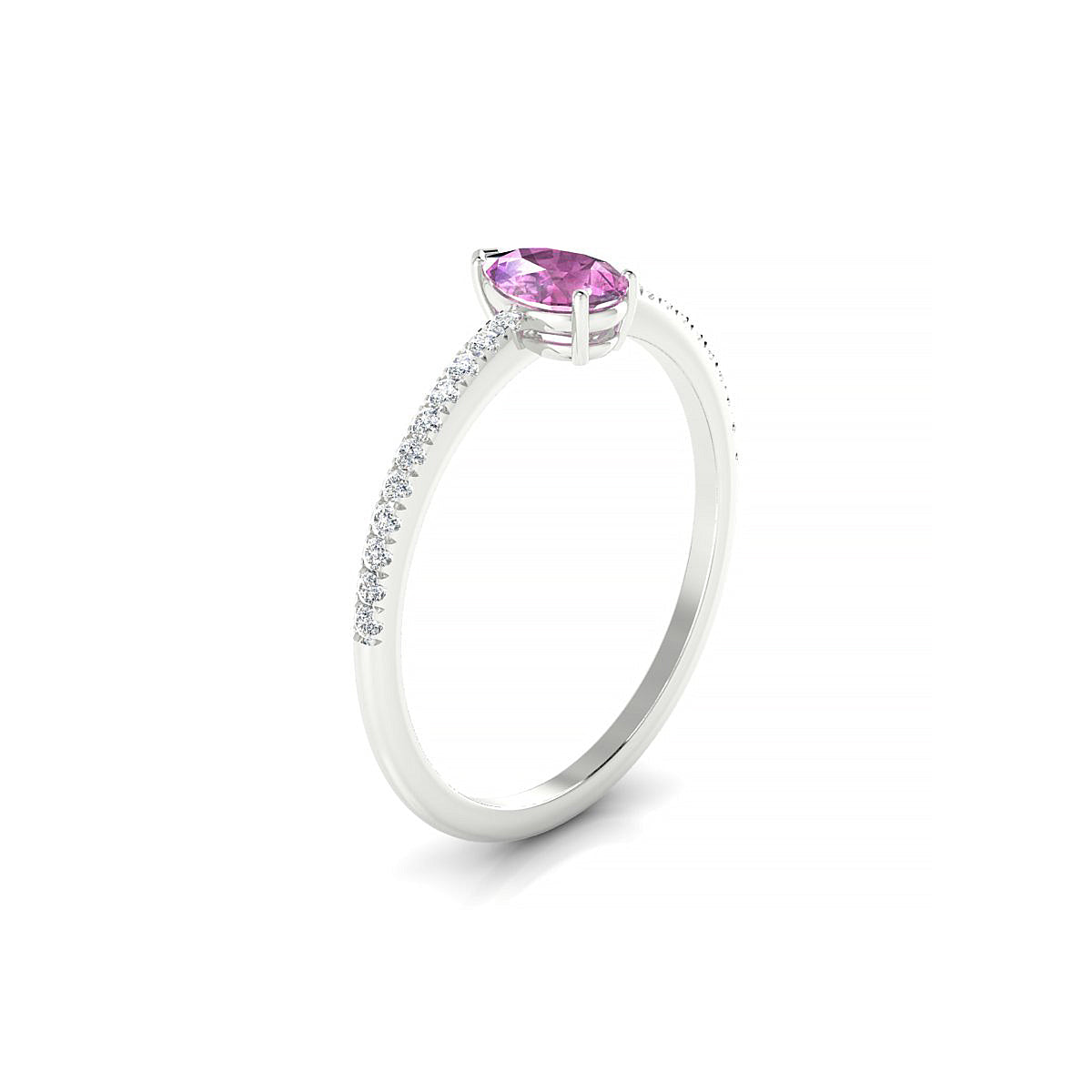 Timeless | 18k White Gold 6 x 4 mm Pear Pink Sapphire Ring