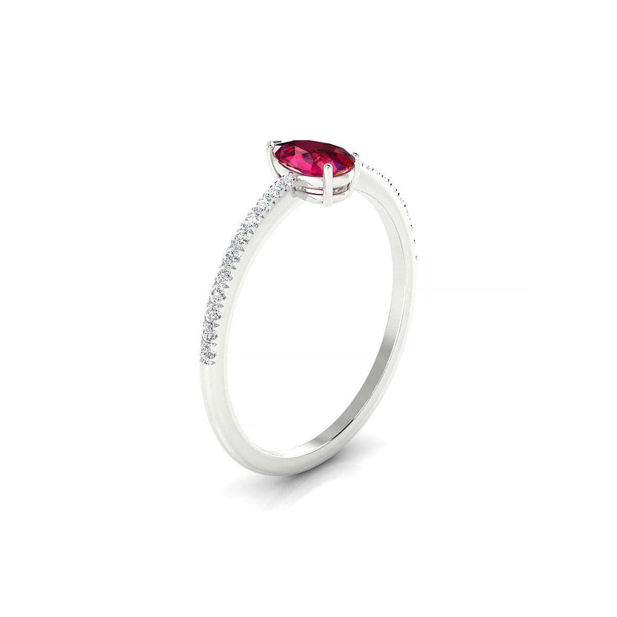 Timeless | 18k White Gold 6 x 4 mm Pear Ruby Ring