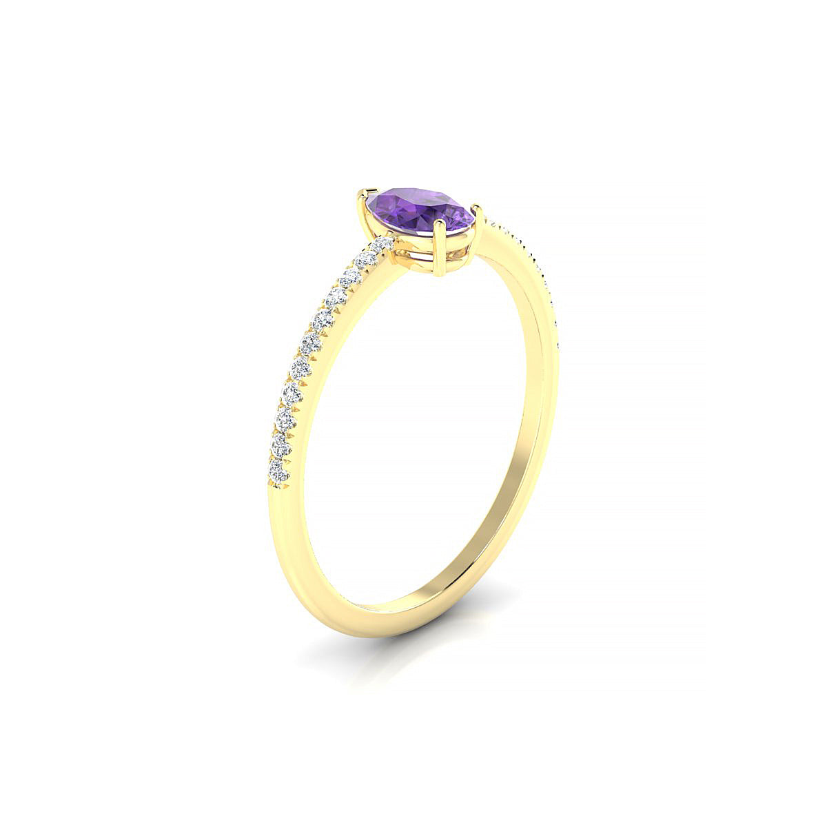 Timeless | 18k Yellow Gold 6 x 4 mm Pear Amethyst Ring