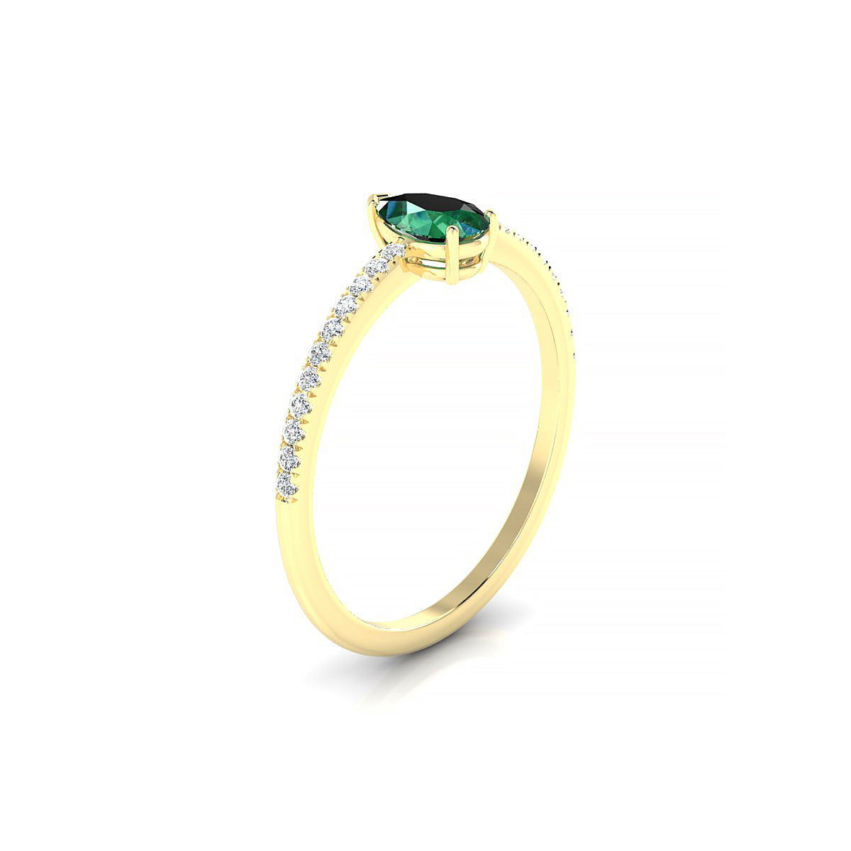 Timeless | 18k Yellow Gold 6 x 4 mm Pear Emerald Ring