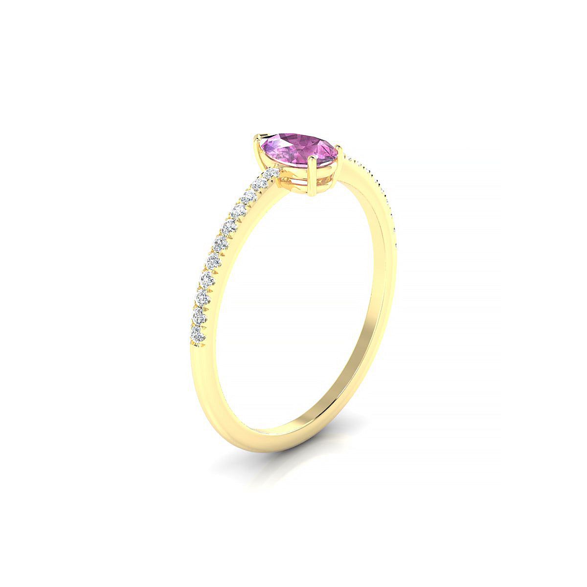 Timeless | 18k Yellow Gold 6 x 4 mm Pear Pink Sapphire Ring
