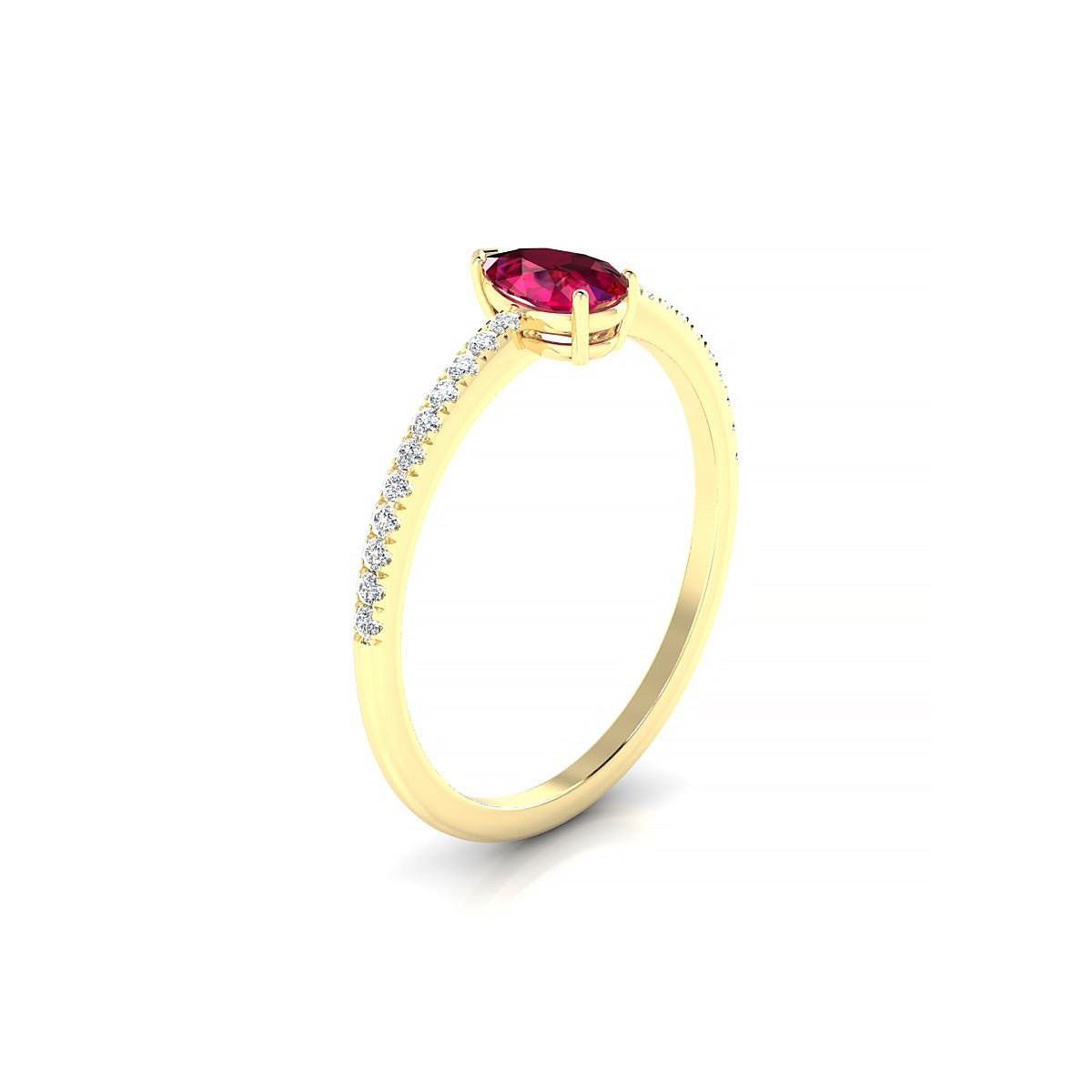 Timeless | 18k Yellow Gold 6 x 4 mm Pear Ruby Ring