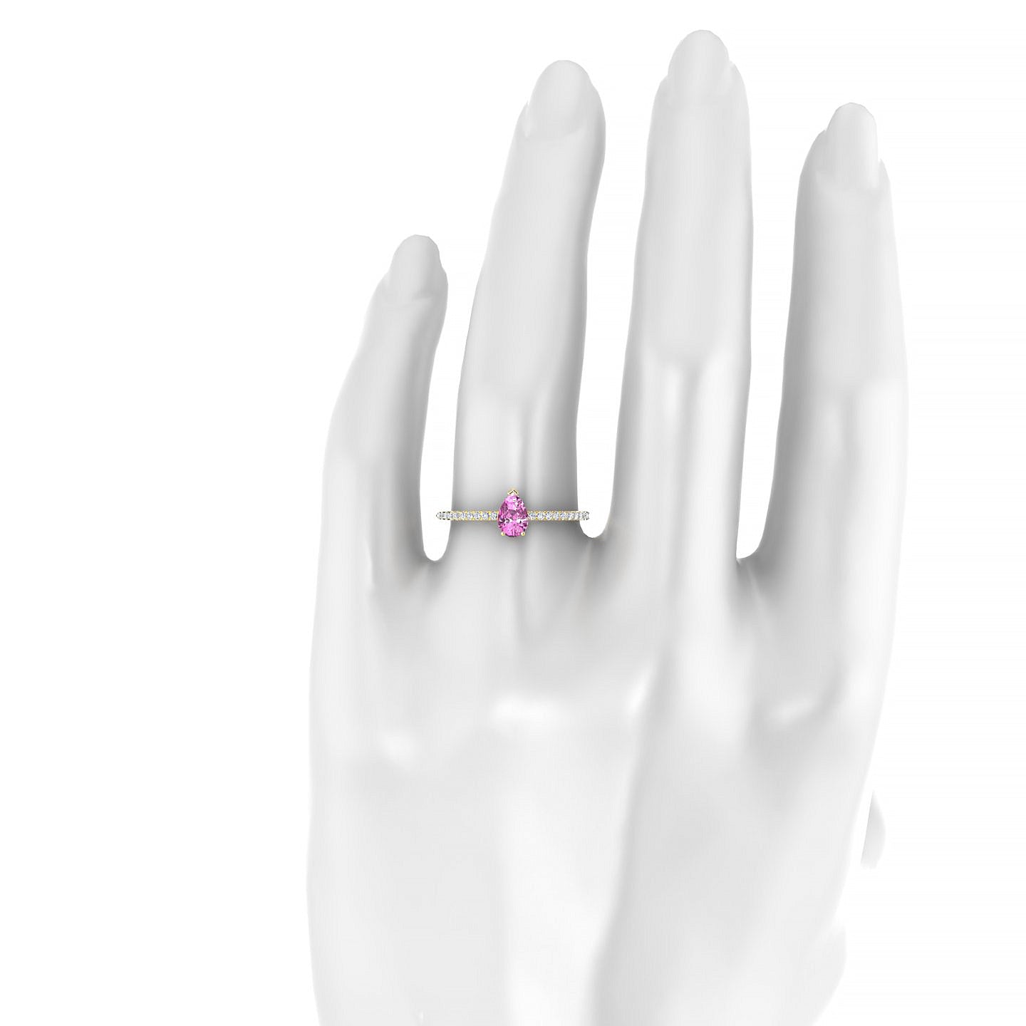 Timeless | 18k Yellow Gold 6 x 4 mm Pear Pink Sapphire Ring